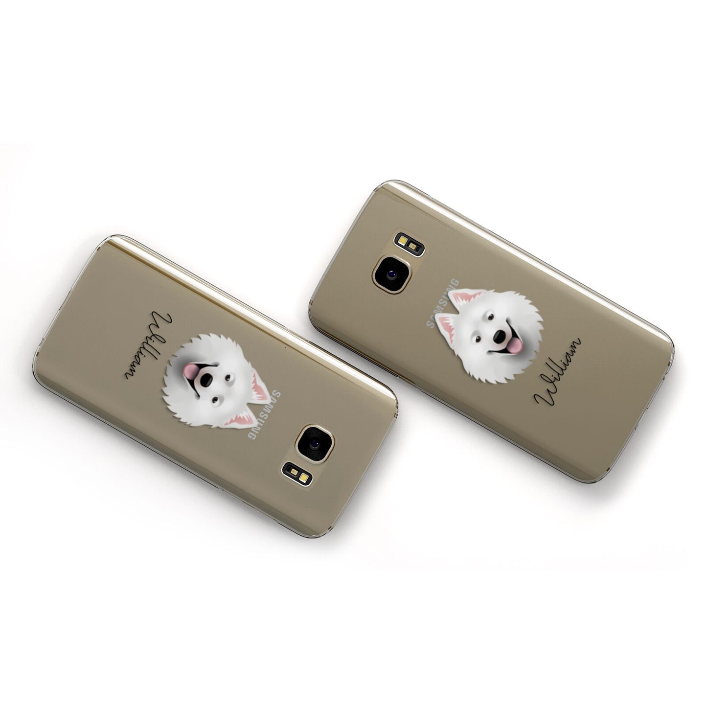 Samoyed Personalised Samsung Galaxy Case Flat Overview