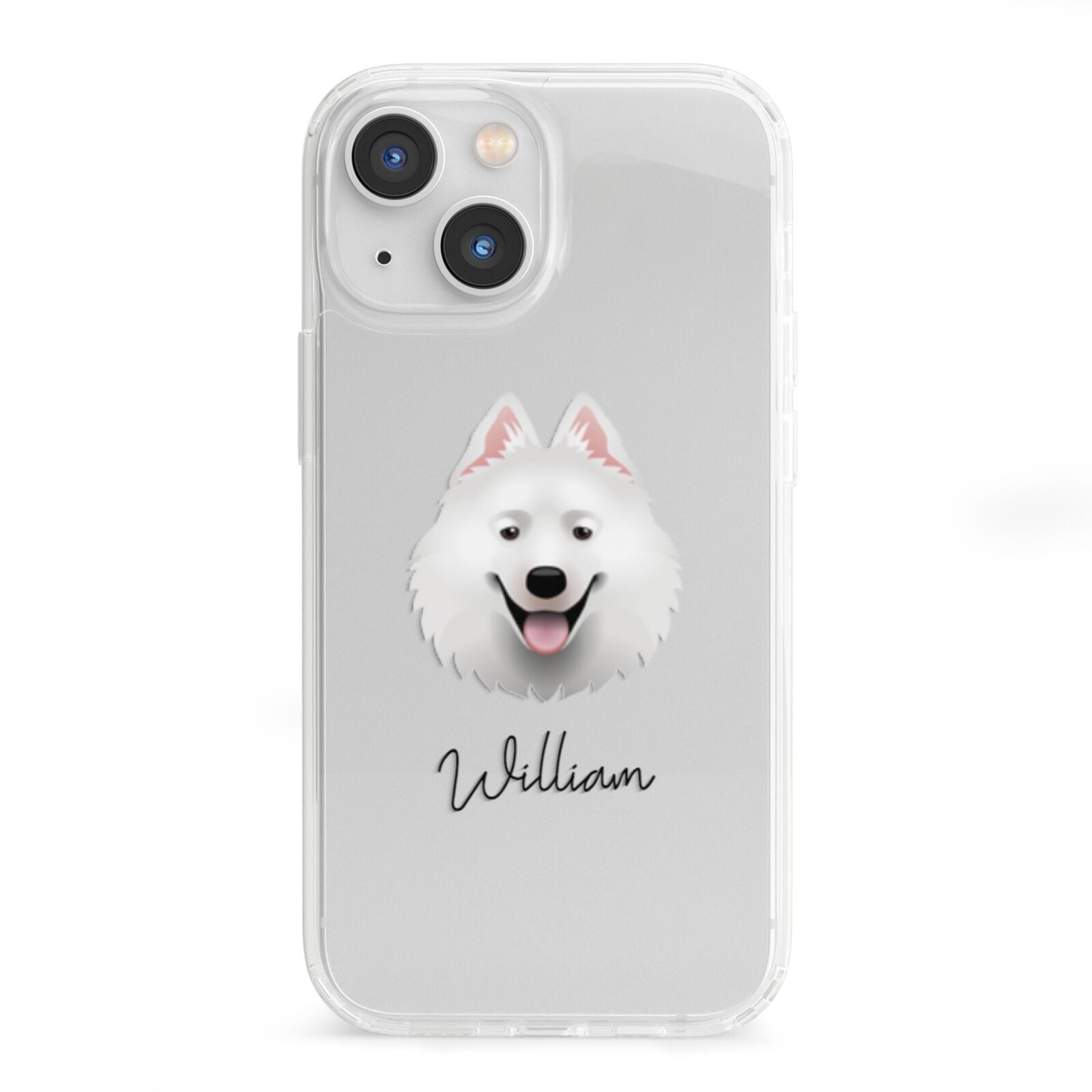 Samoyed Personalised iPhone 13 Mini Clear Bumper Case