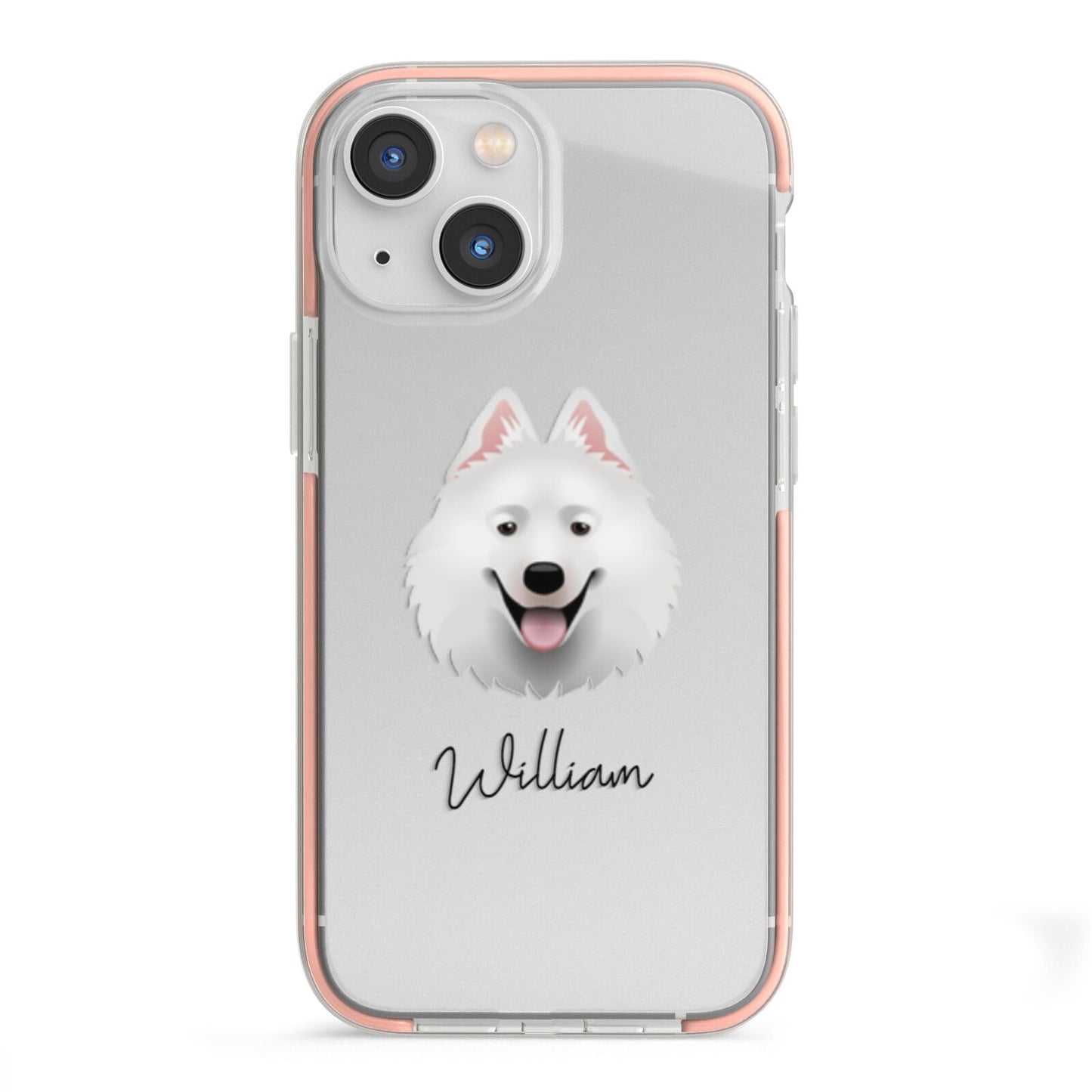 Samoyed Personalised iPhone 13 Mini TPU Impact Case with Pink Edges