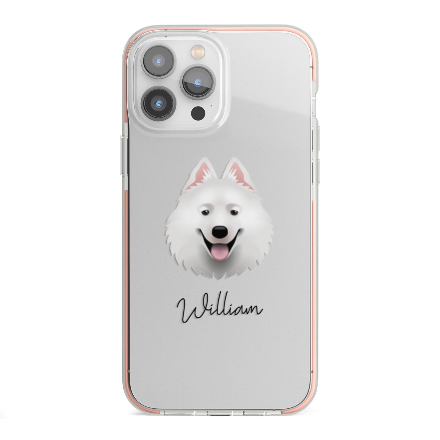 Samoyed Personalised iPhone 13 Pro Max TPU Impact Case with Pink Edges