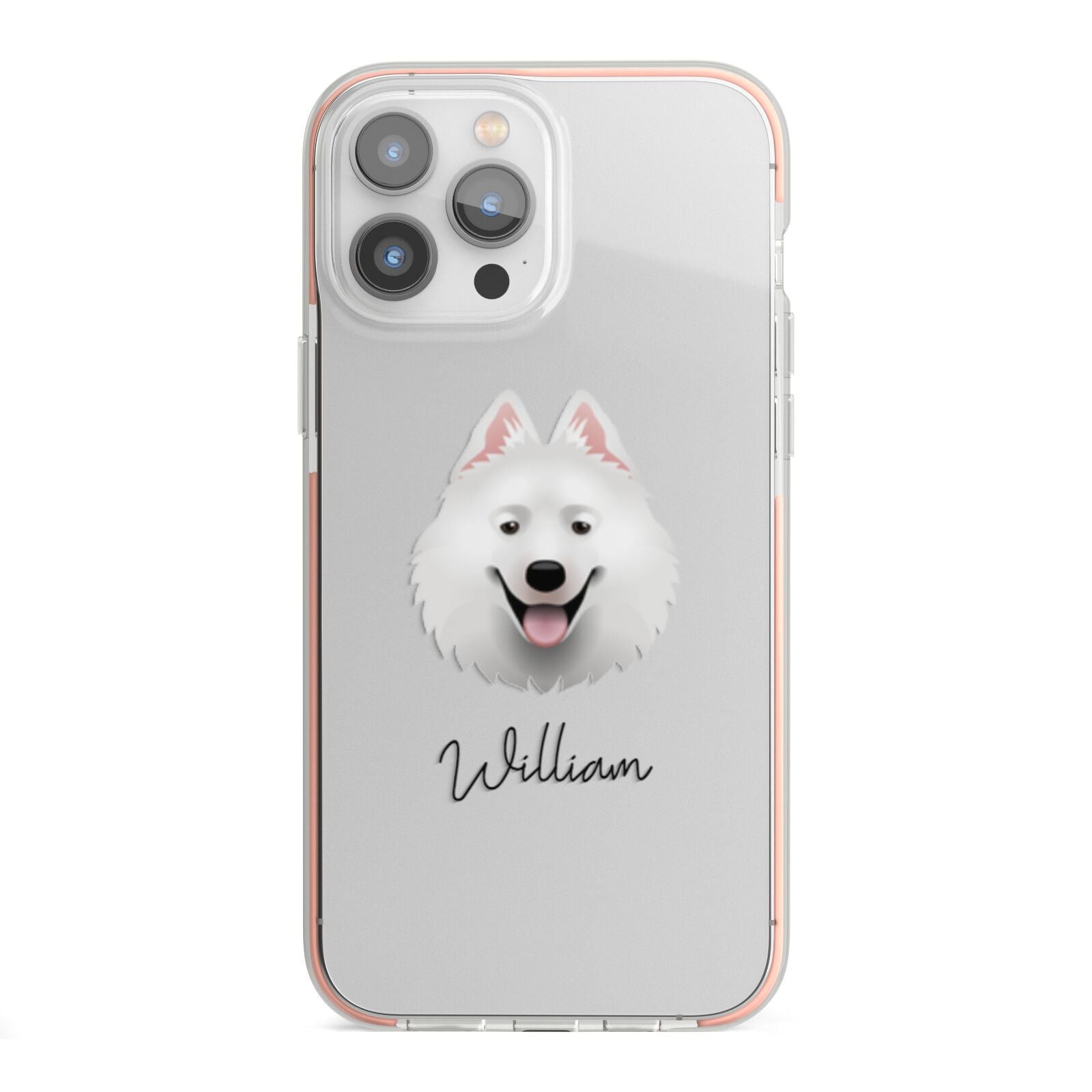 Samoyed Personalised iPhone 13 Pro Max TPU Impact Case with Pink Edges