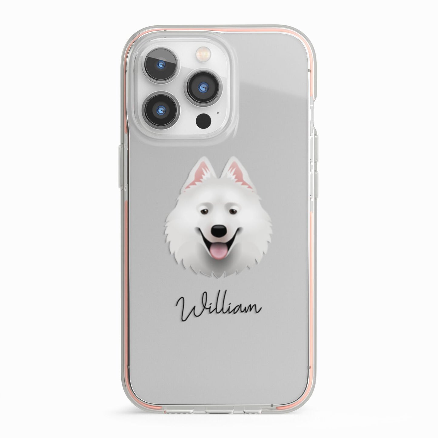 Samoyed Personalised iPhone 13 Pro TPU Impact Case with Pink Edges