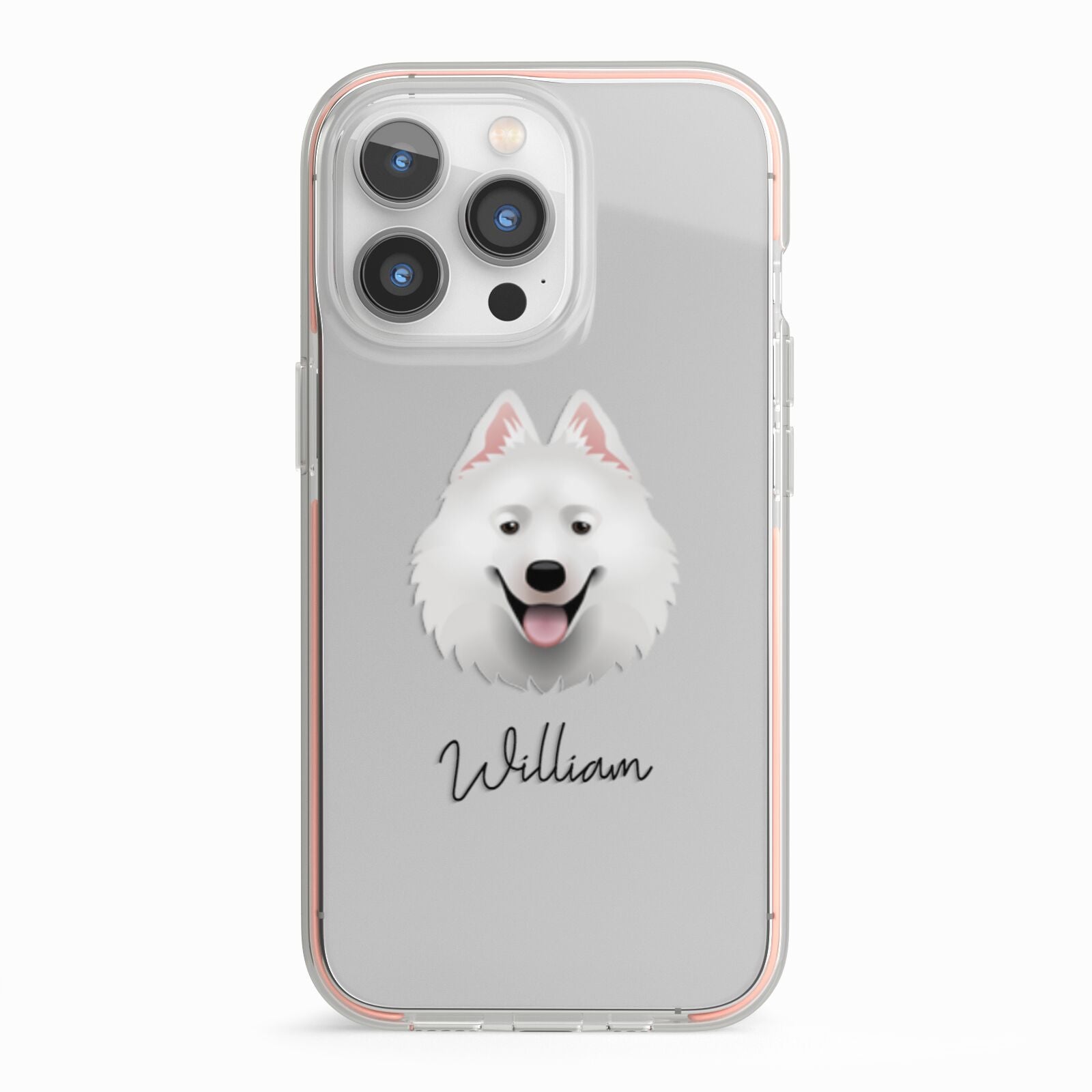 Samoyed Personalised iPhone 13 Pro TPU Impact Case with Pink Edges