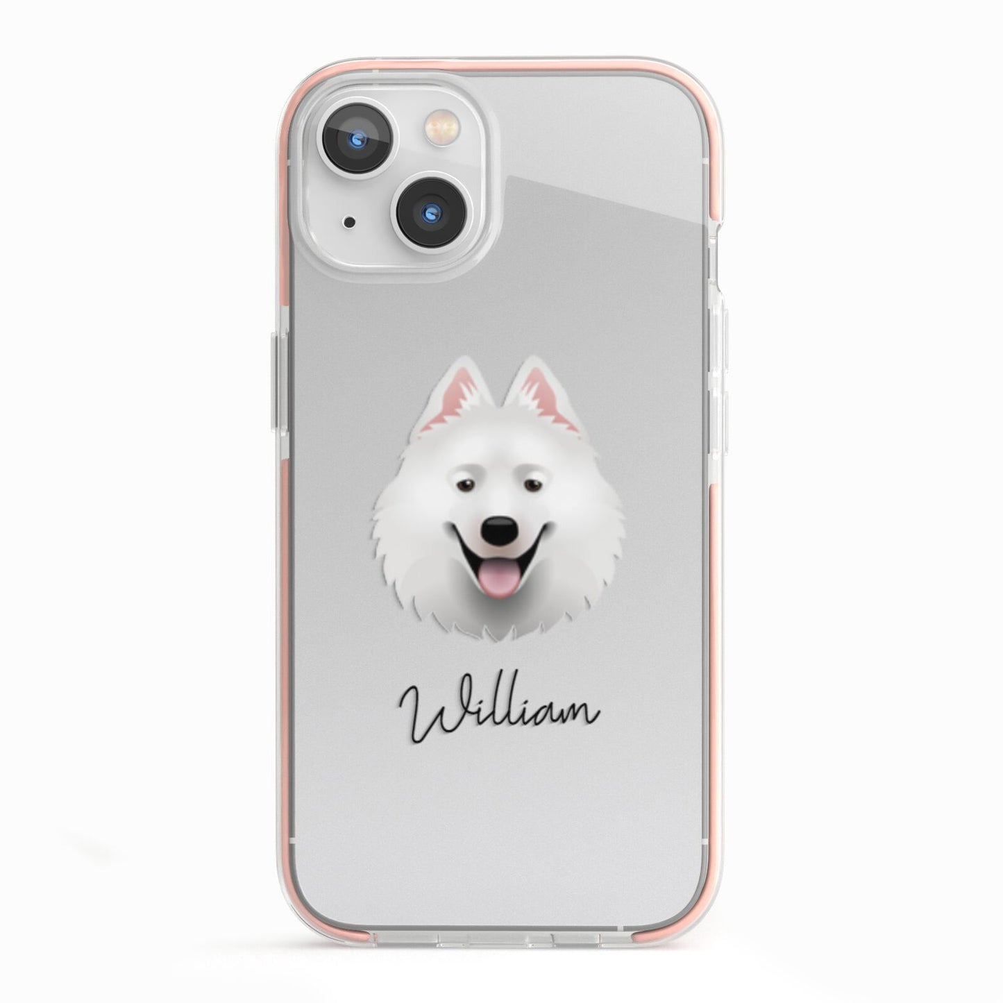 Samoyed Personalised iPhone 13 TPU Impact Case with Pink Edges