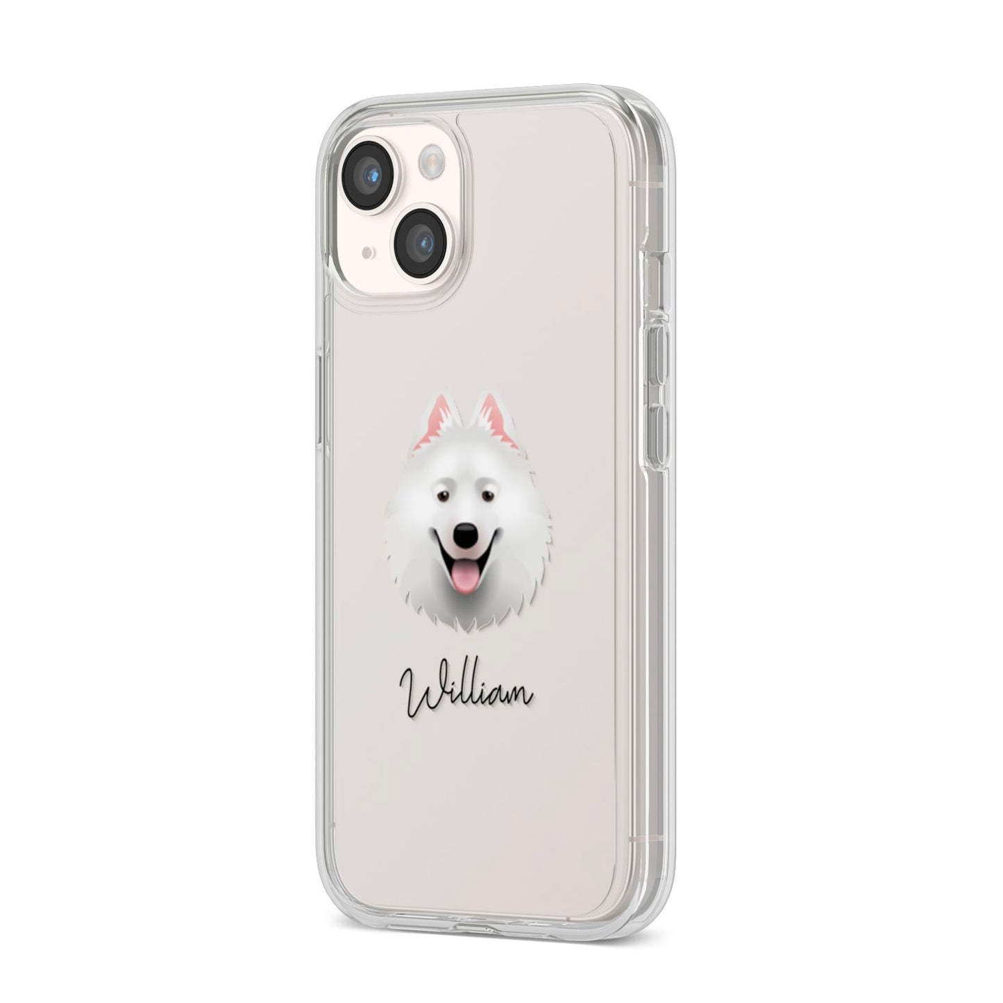 Samoyed Personalised iPhone 14 Clear Tough Case Starlight Angled Image