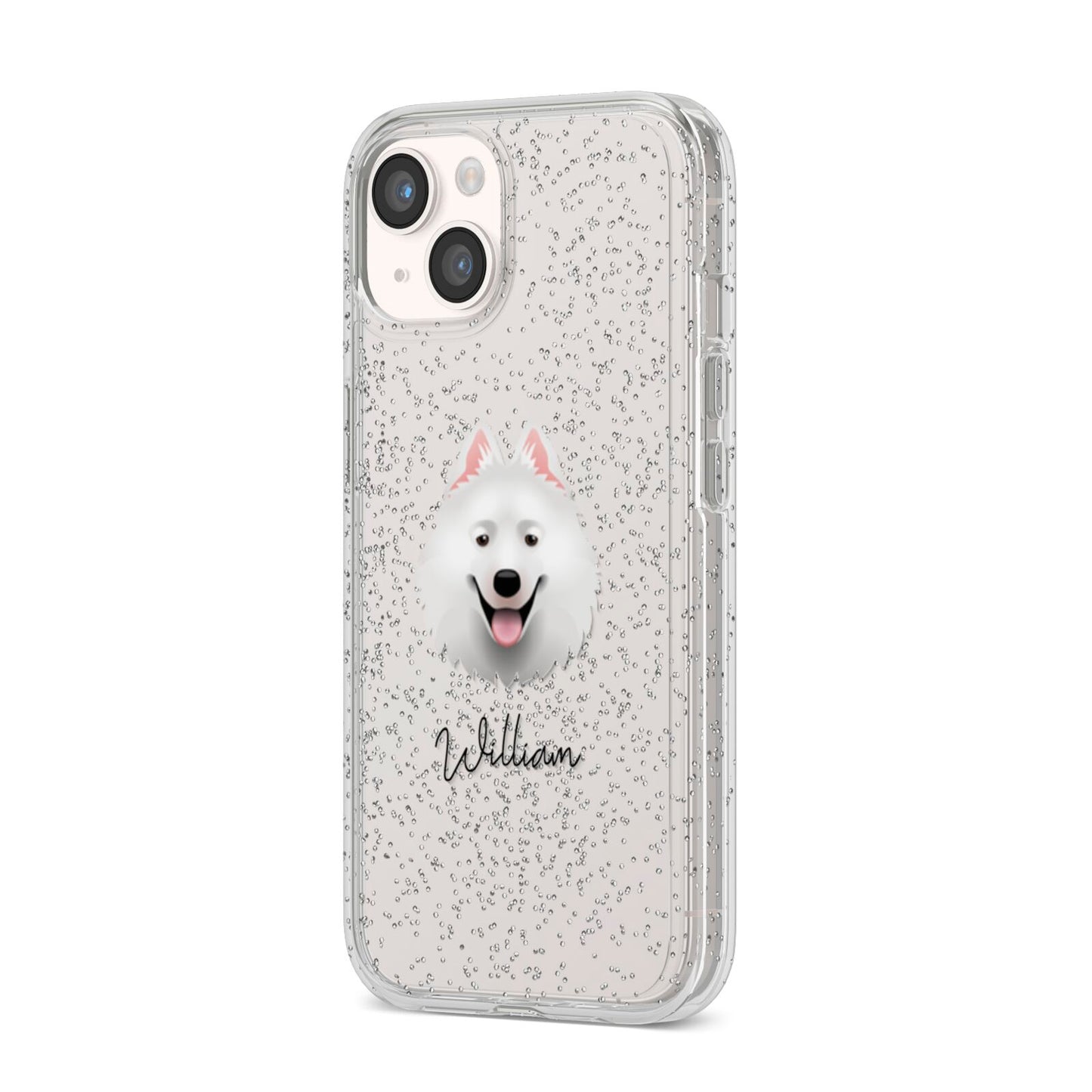 Samoyed Personalised iPhone 14 Glitter Tough Case Starlight Angled Image