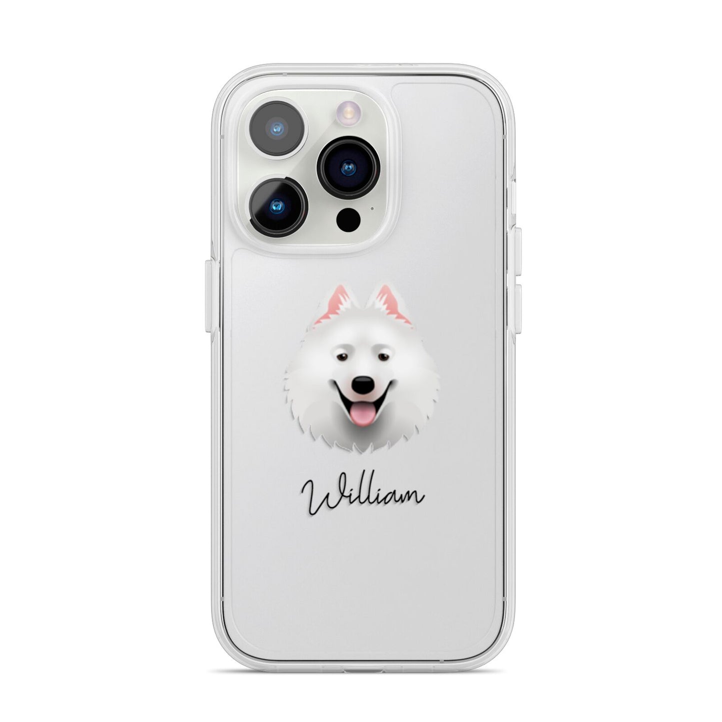 Samoyed Personalised iPhone 14 Pro Clear Tough Case Silver