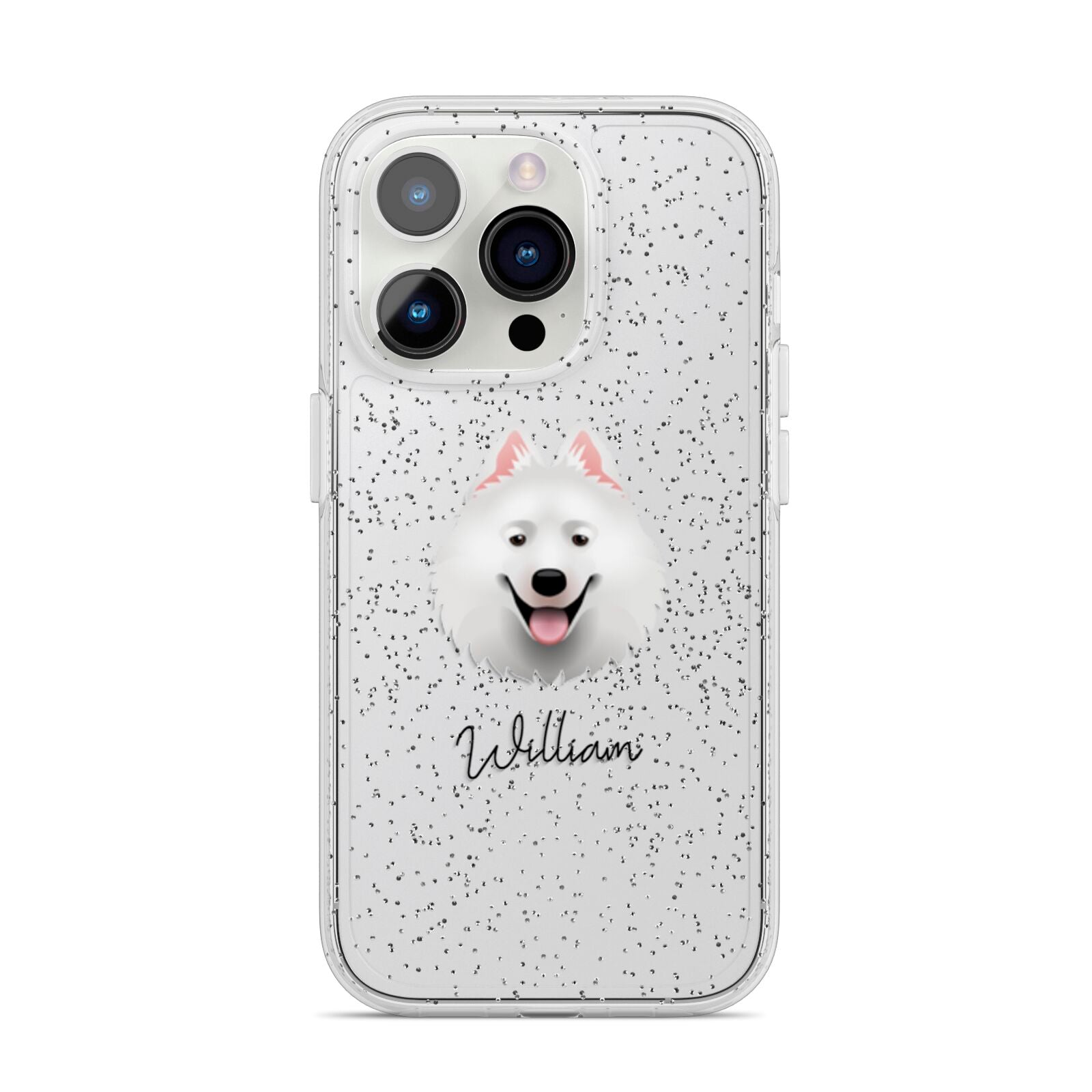 Samoyed Personalised iPhone 14 Pro Glitter Tough Case Silver