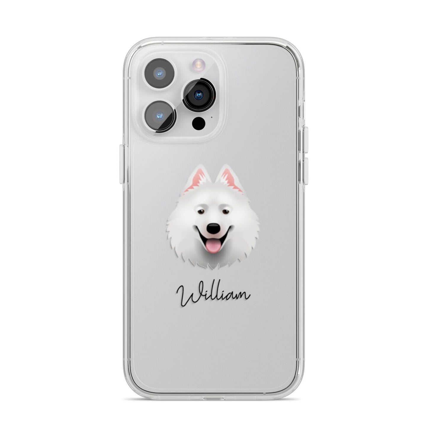 Samoyed Personalised iPhone 14 Pro Max Clear Tough Case Silver