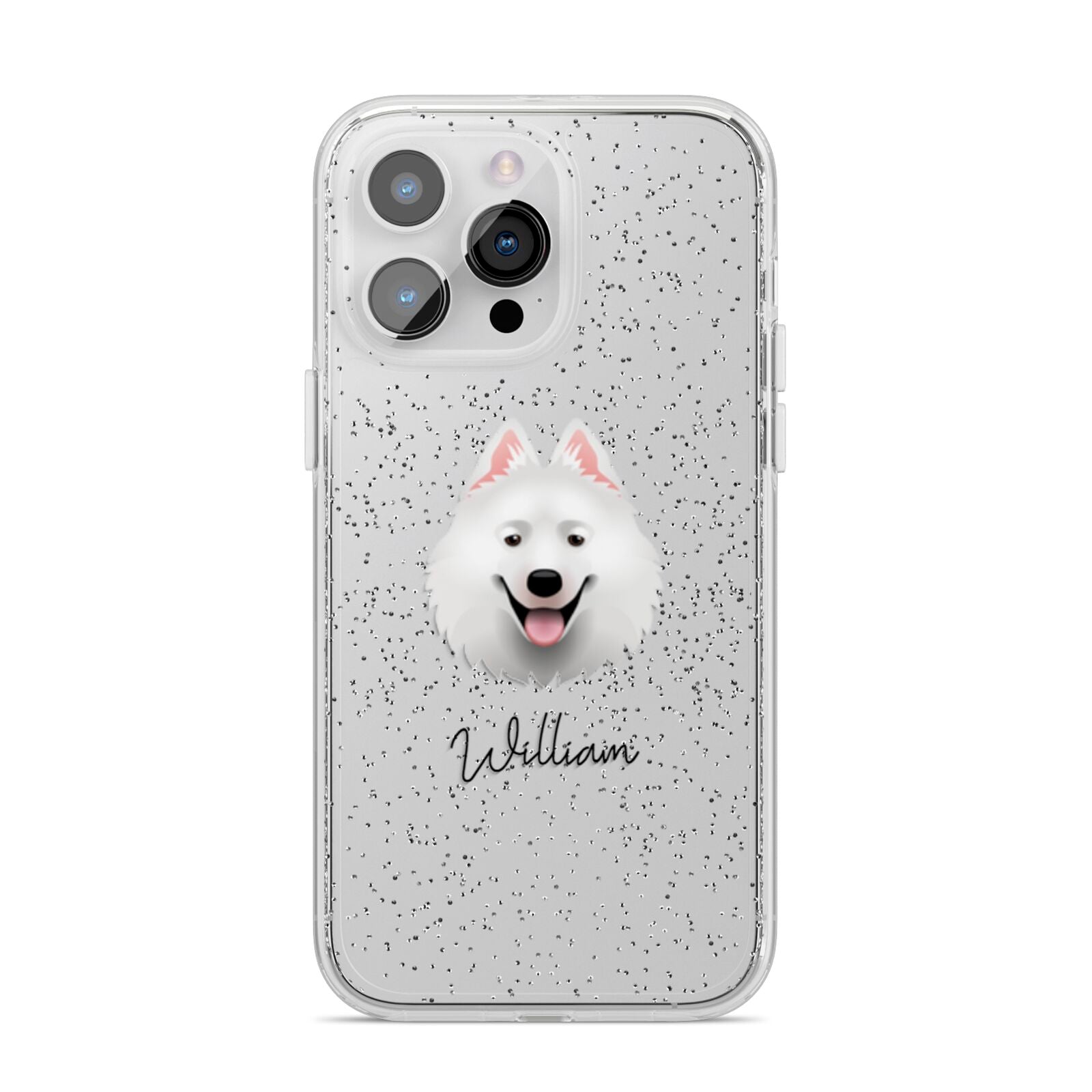 Samoyed Personalised iPhone 14 Pro Max Glitter Tough Case Silver