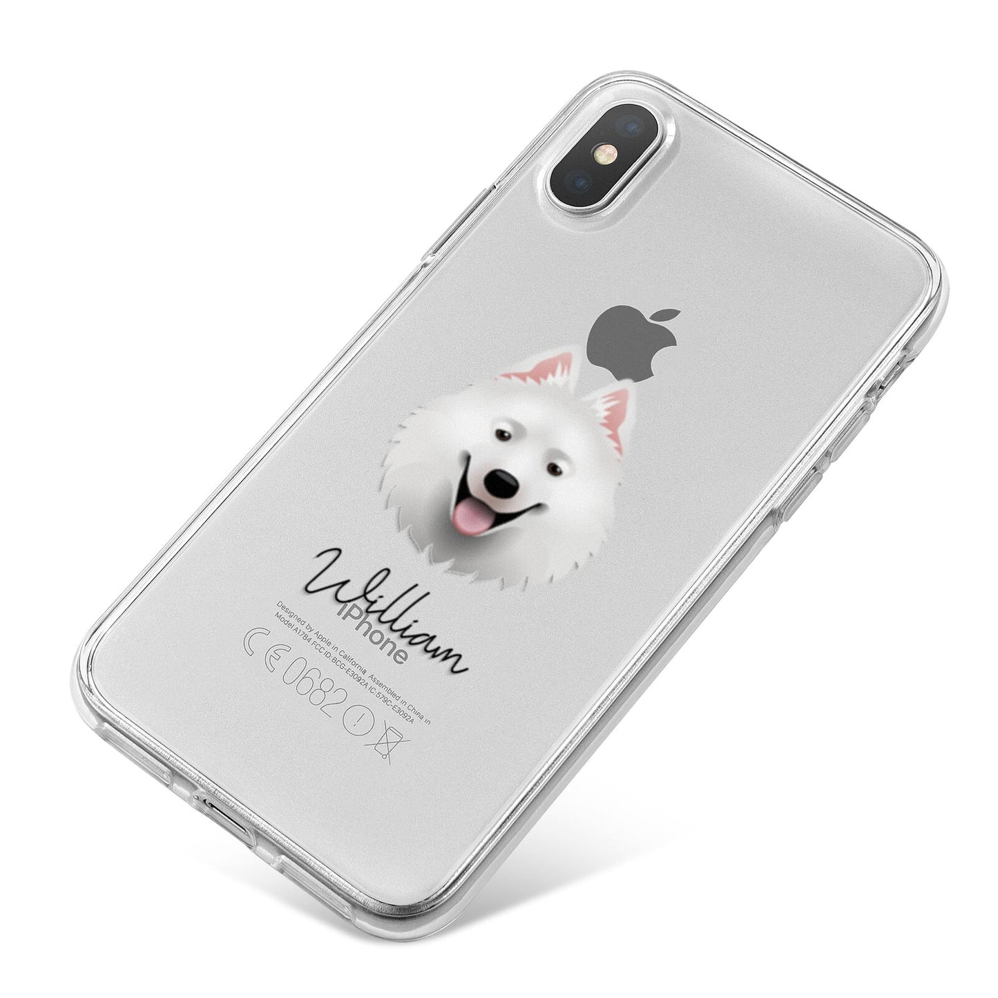 Samoyed Personalised iPhone X Bumper Case on Silver iPhone