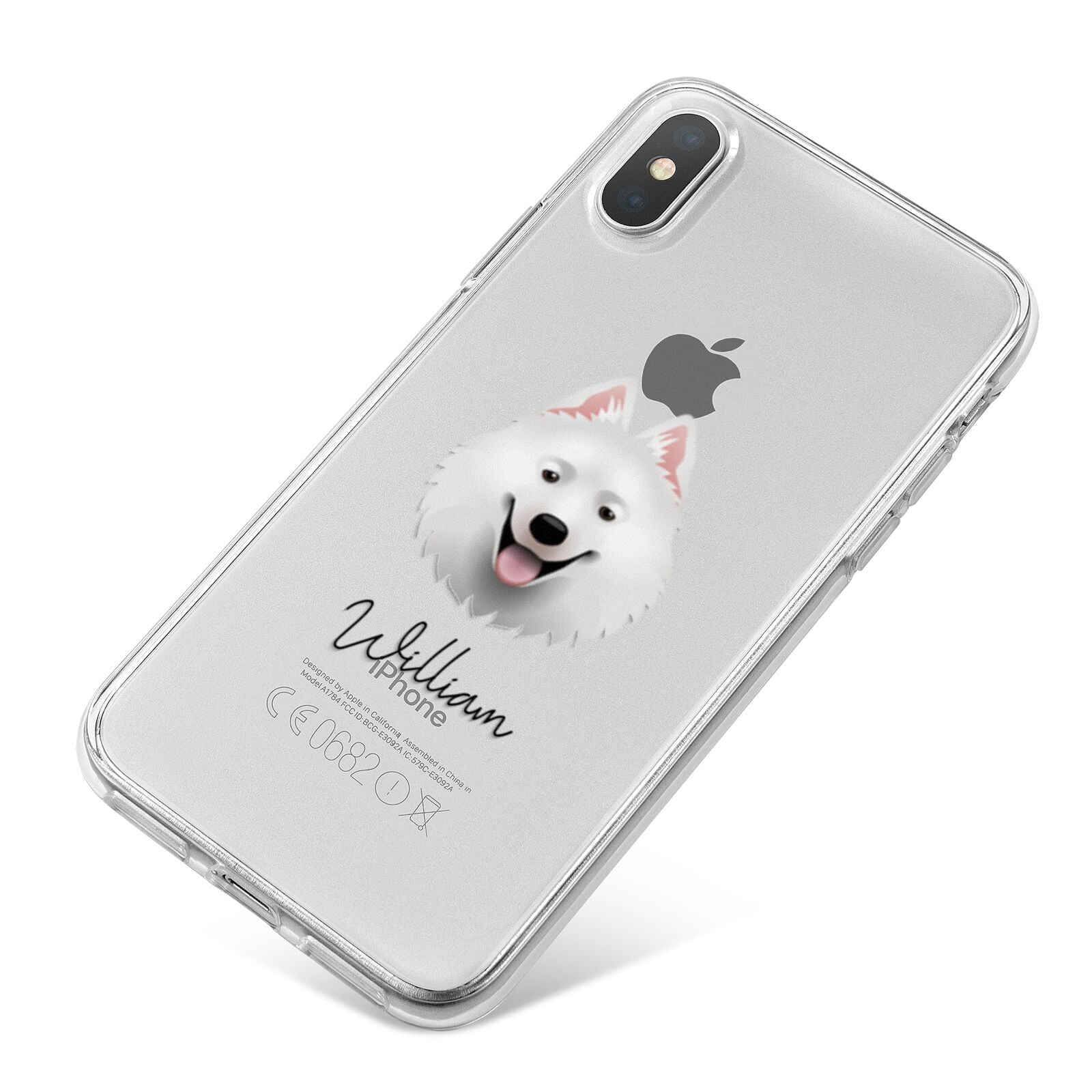 Samoyed Personalised iPhone X Bumper Case on Silver iPhone