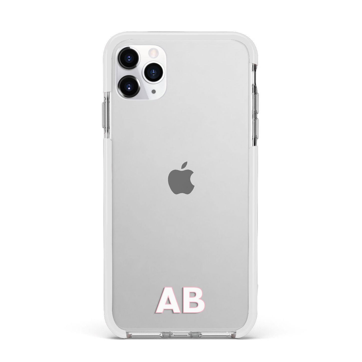 Sans Serif Initials Apple iPhone 11 Pro Max in Silver with White Impact Case