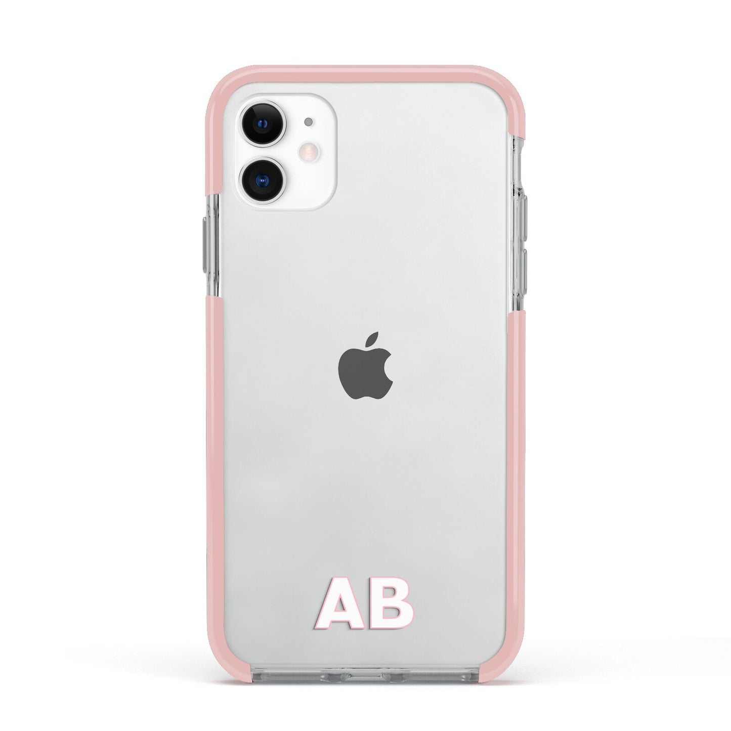 Sans Serif Initials Apple iPhone 11 in White with Pink Impact Case