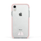 Sans Serif Initials Apple iPhone XR Impact Case Pink Edge on Silver Phone