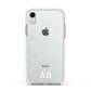 Sans Serif Initials Apple iPhone XR Impact Case White Edge on Silver Phone