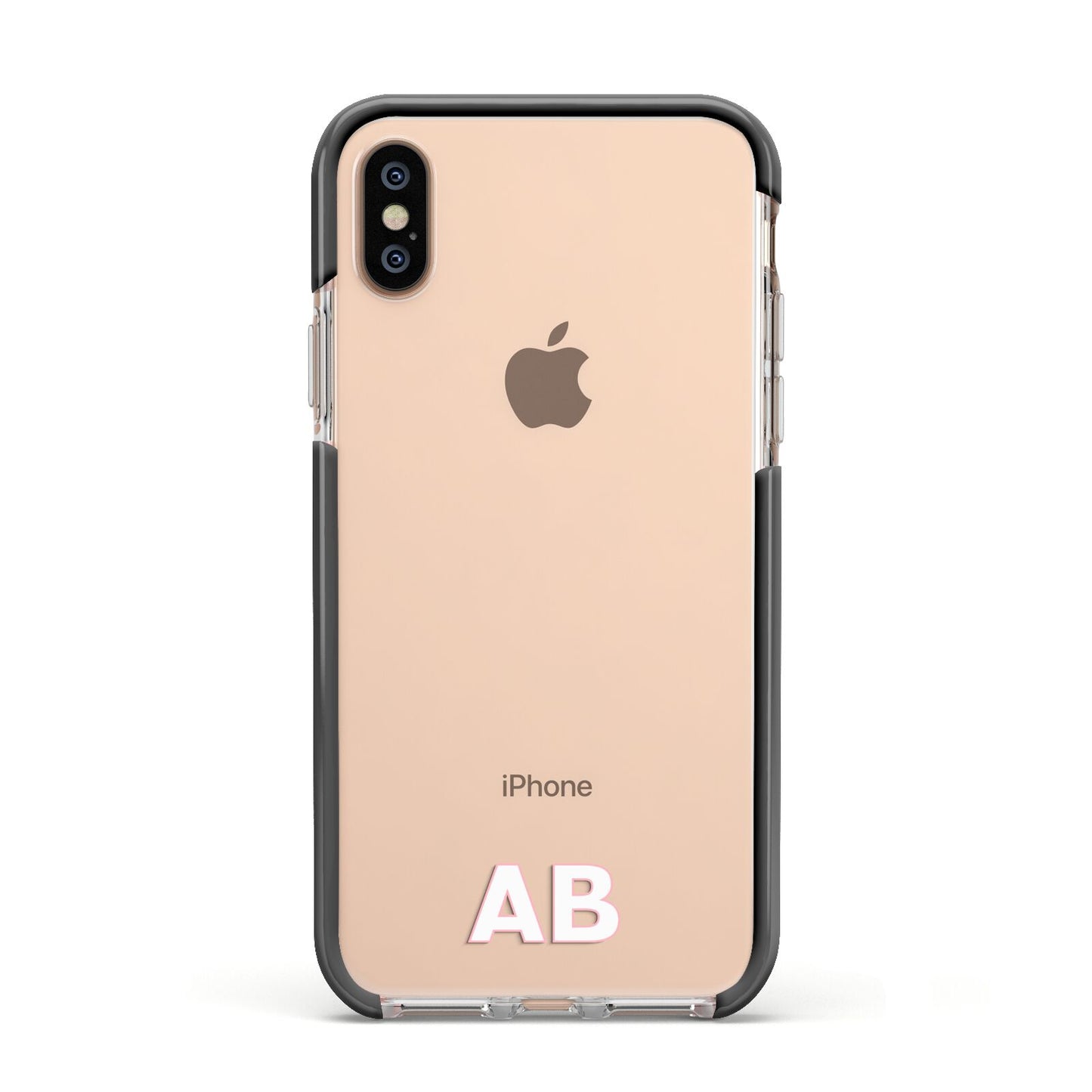 Sans Serif Initials Apple iPhone Xs Impact Case Black Edge on Gold Phone