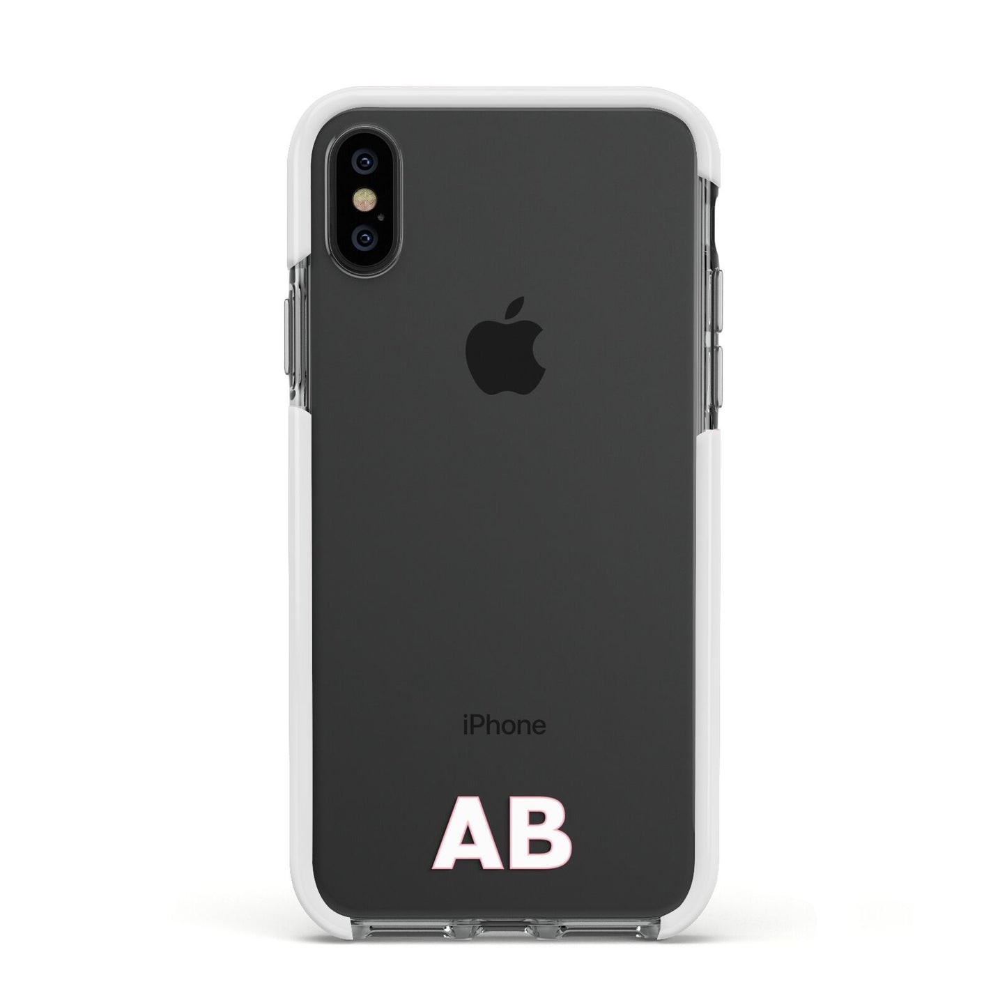 Sans Serif Initials Apple iPhone Xs Impact Case White Edge on Black Phone
