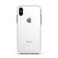 Sans Serif Initials Apple iPhone Xs Impact Case White Edge on Silver Phone