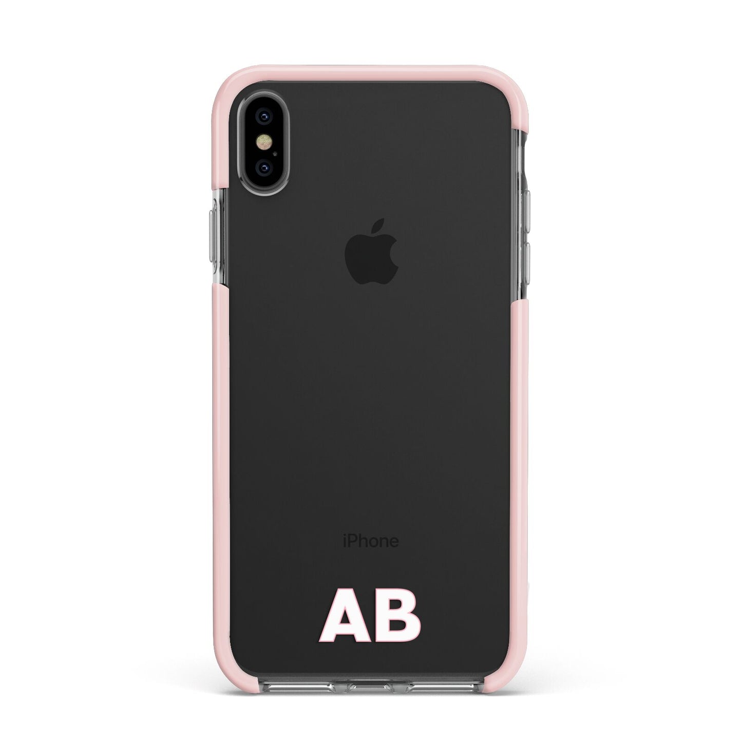 Sans Serif Initials Apple iPhone Xs Max Impact Case Pink Edge on Black Phone