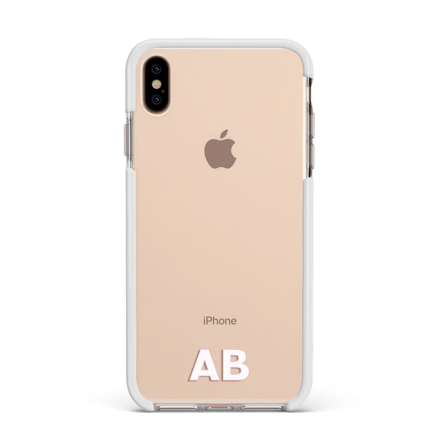 Sans Serif Initials Apple iPhone Xs Max Impact Case White Edge on Gold Phone