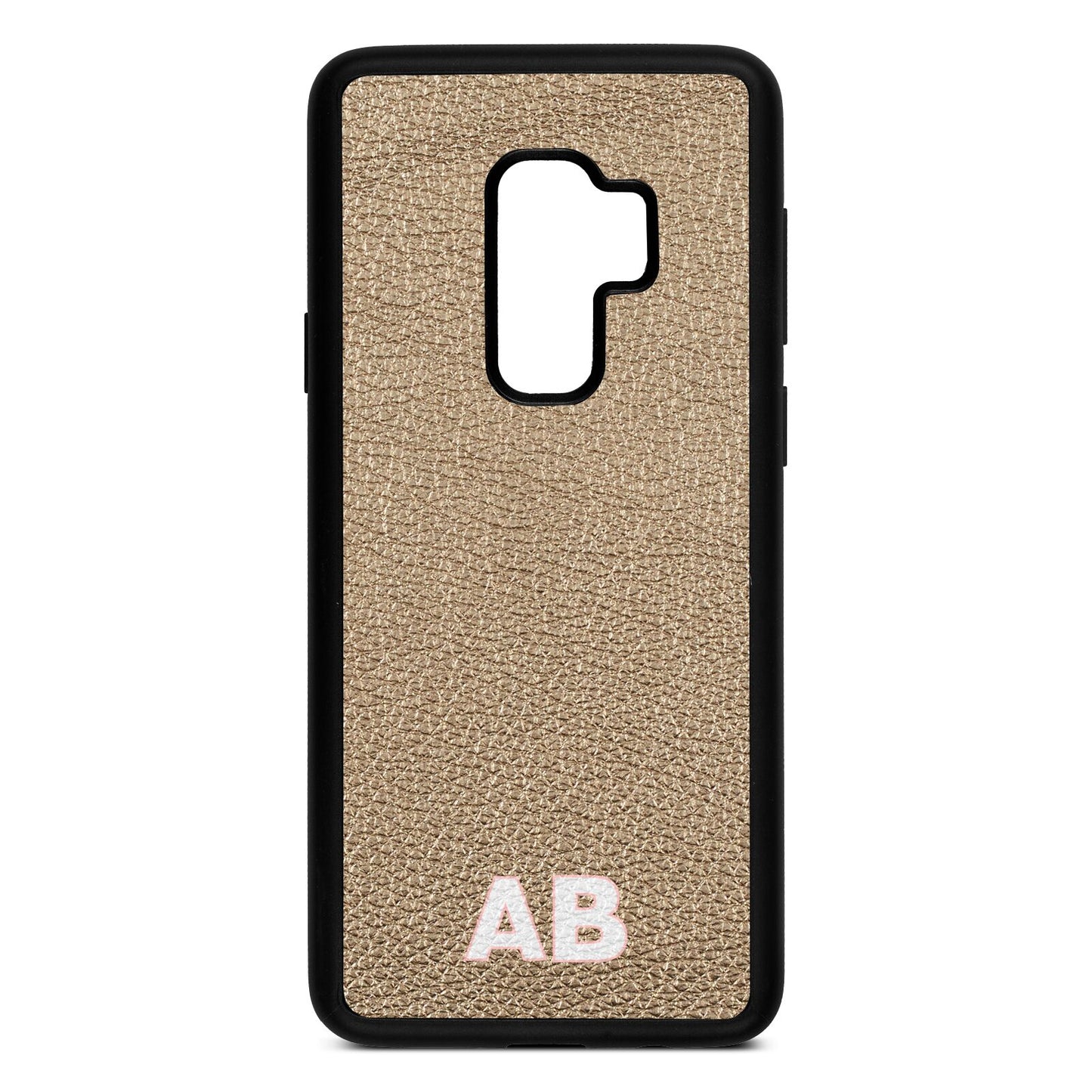 Sans Serif Initials Gold Pebble Leather Samsung S9 Plus Case