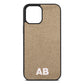 Sans Serif Initials Gold Pebble Leather iPhone 12 Pro Max Case