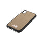 Sans Serif Initials Gold Pebble Leather iPhone Xs Case Side Angle