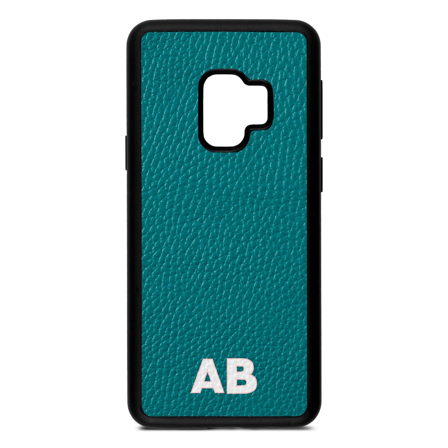 Sans Serif Initials Green Pebble Leather Samsung S9 Case