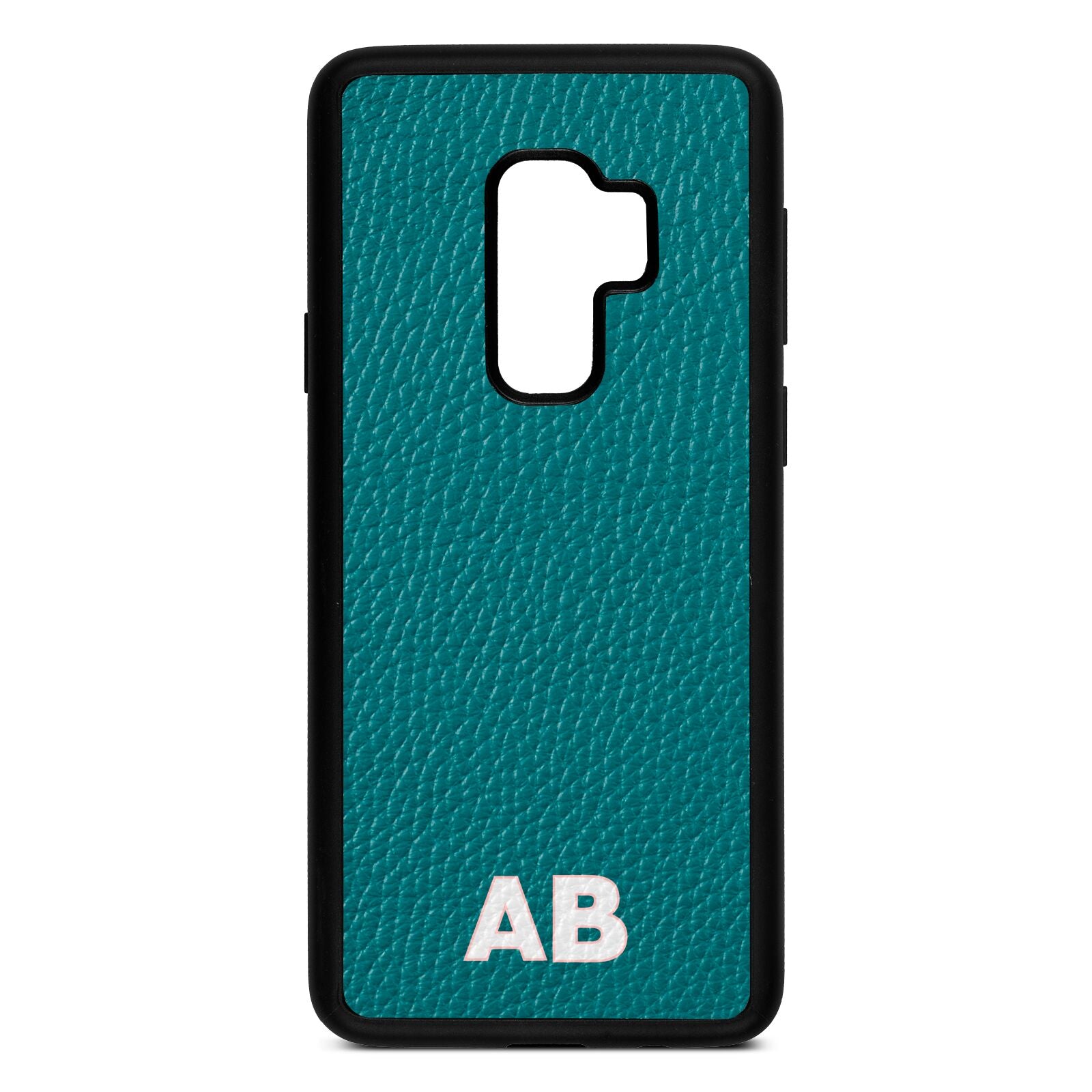 Sans Serif Initials Green Pebble Leather Samsung S9 Plus Case
