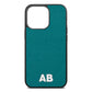 Sans Serif Initials Green Pebble Leather iPhone 13 Pro Case