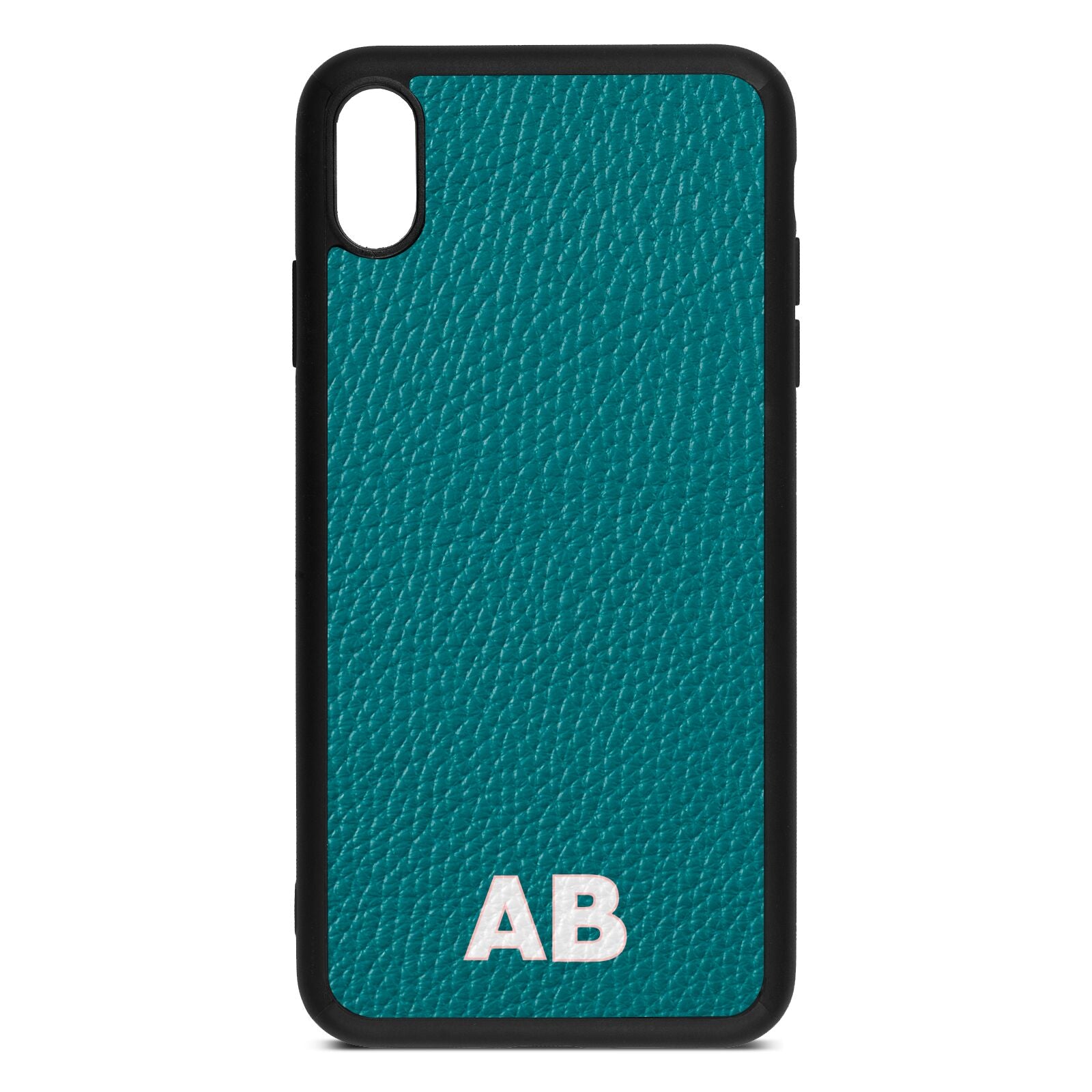 Sans Serif Initials Green Pebble Leather iPhone Xs Max Case