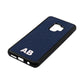 Sans Serif Initials Navy Blue Pebble Leather Samsung S9 Case Side Angle