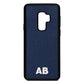 Sans Serif Initials Navy Blue Pebble Leather Samsung S9 Plus Case