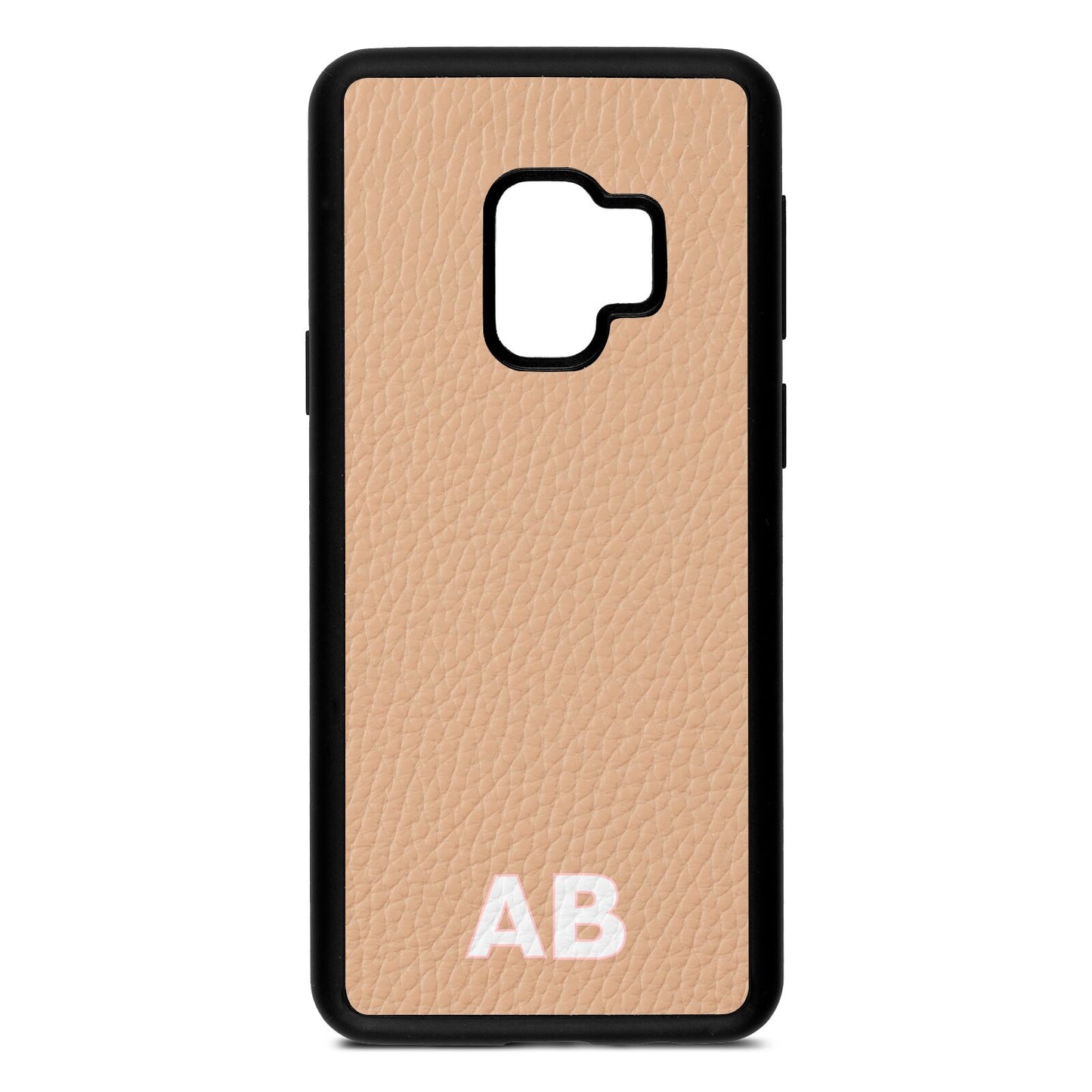 Sans Serif Initials Nude Pebble Leather Samsung S9 Case