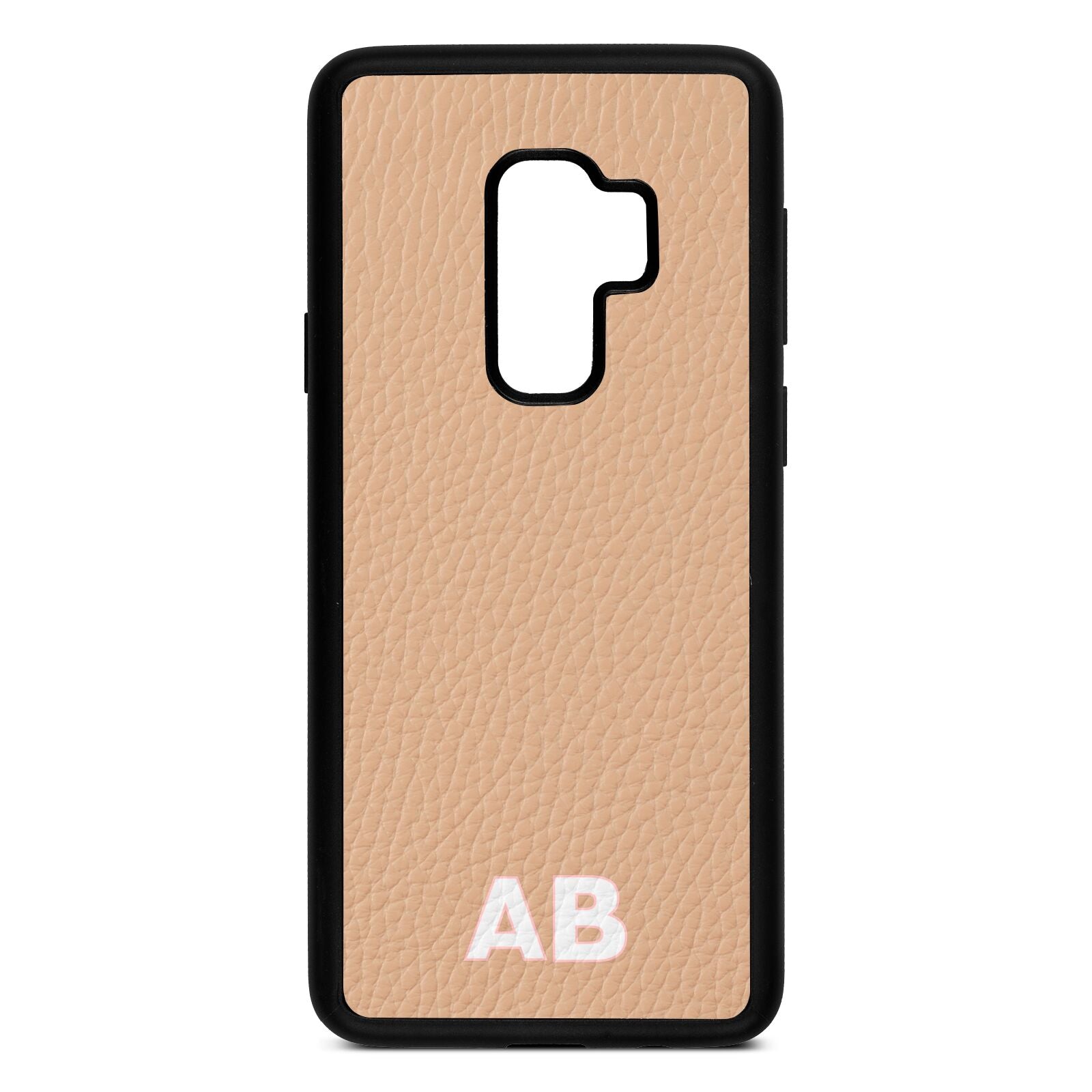 Sans Serif Initials Nude Pebble Leather Samsung S9 Plus Case