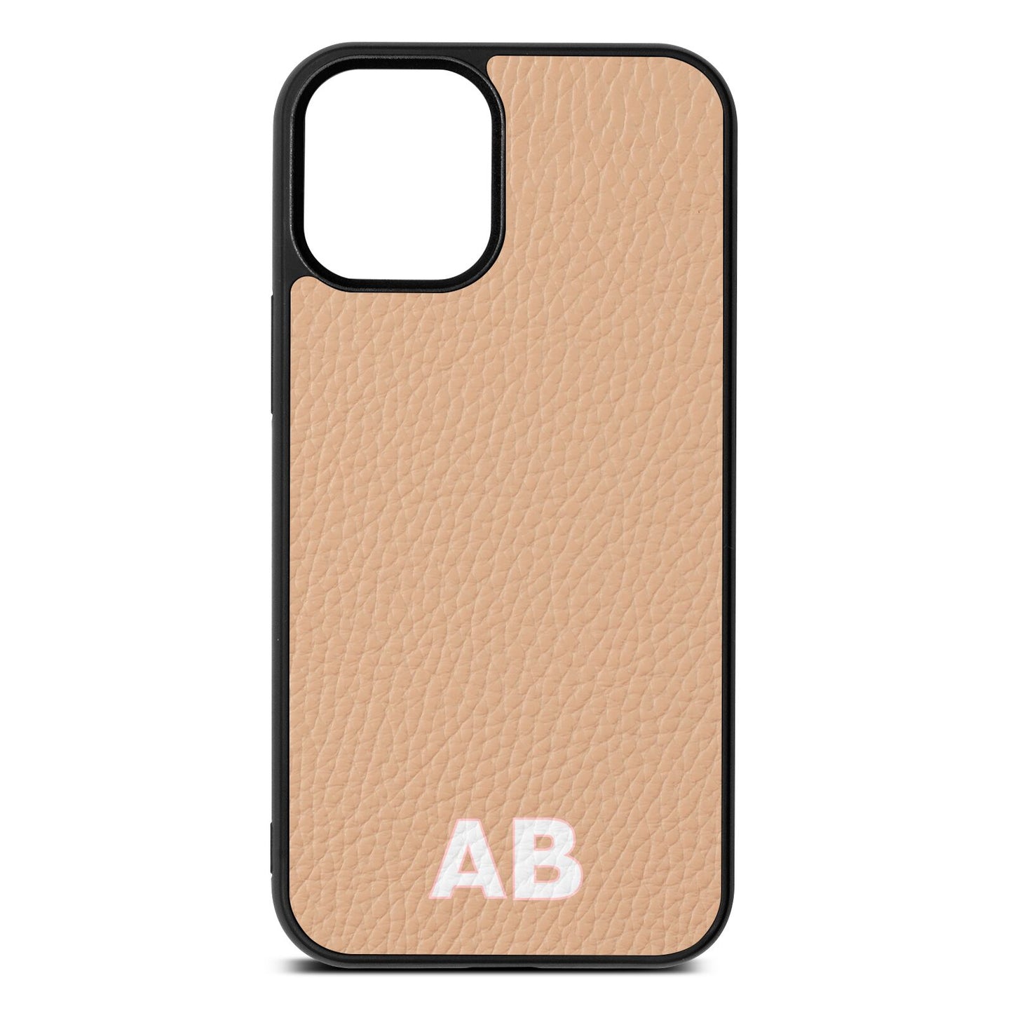 Sans Serif Initials Nude Pebble Leather iPhone 12 Mini Case