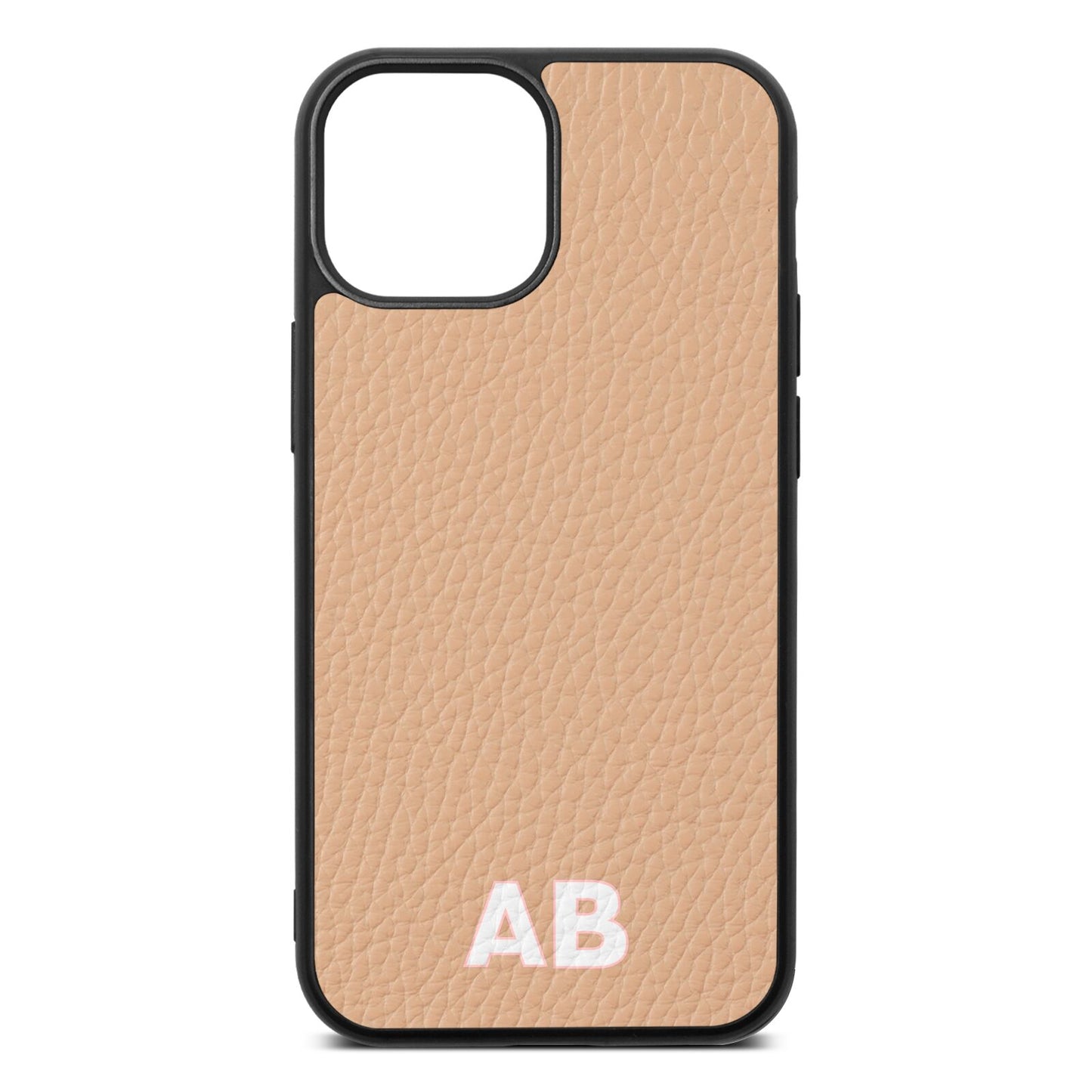 Sans Serif Initials Nude Pebble Leather iPhone 13 Mini Case