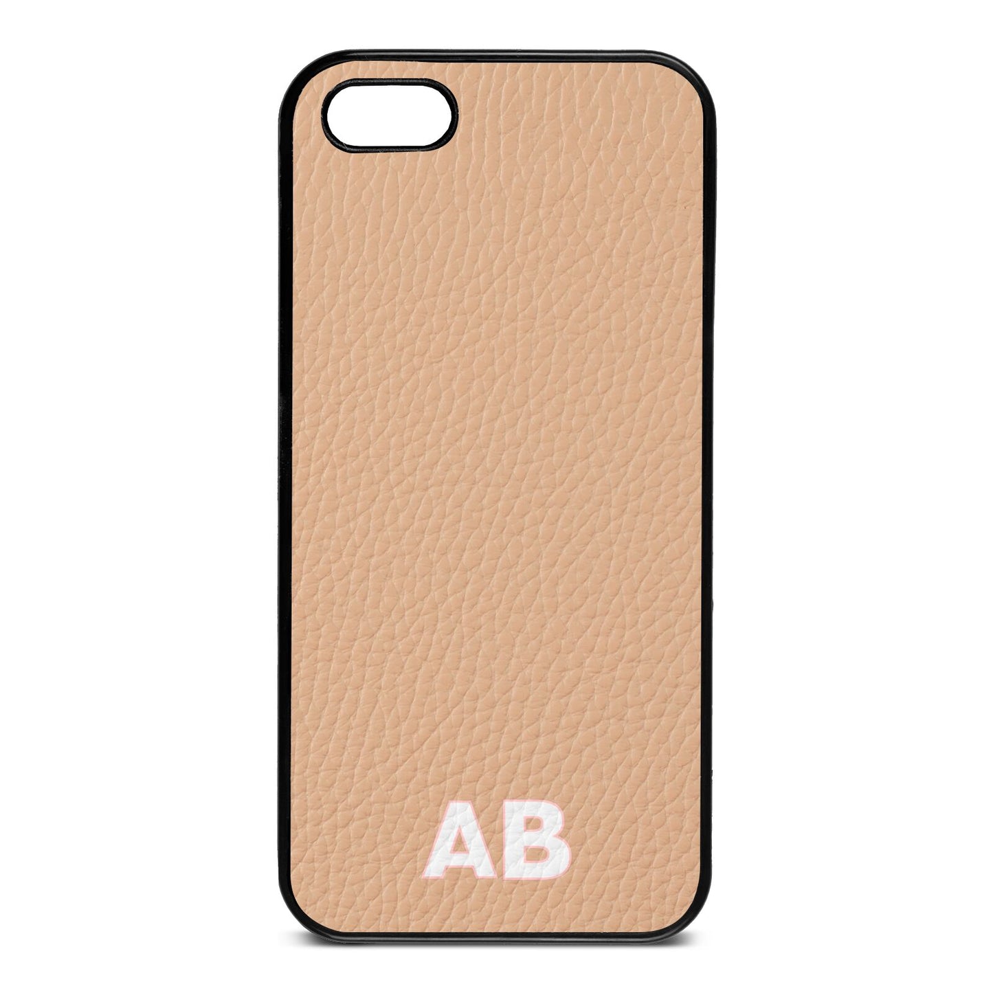 Sans Serif Initials Nude Pebble Leather iPhone 5 Case
