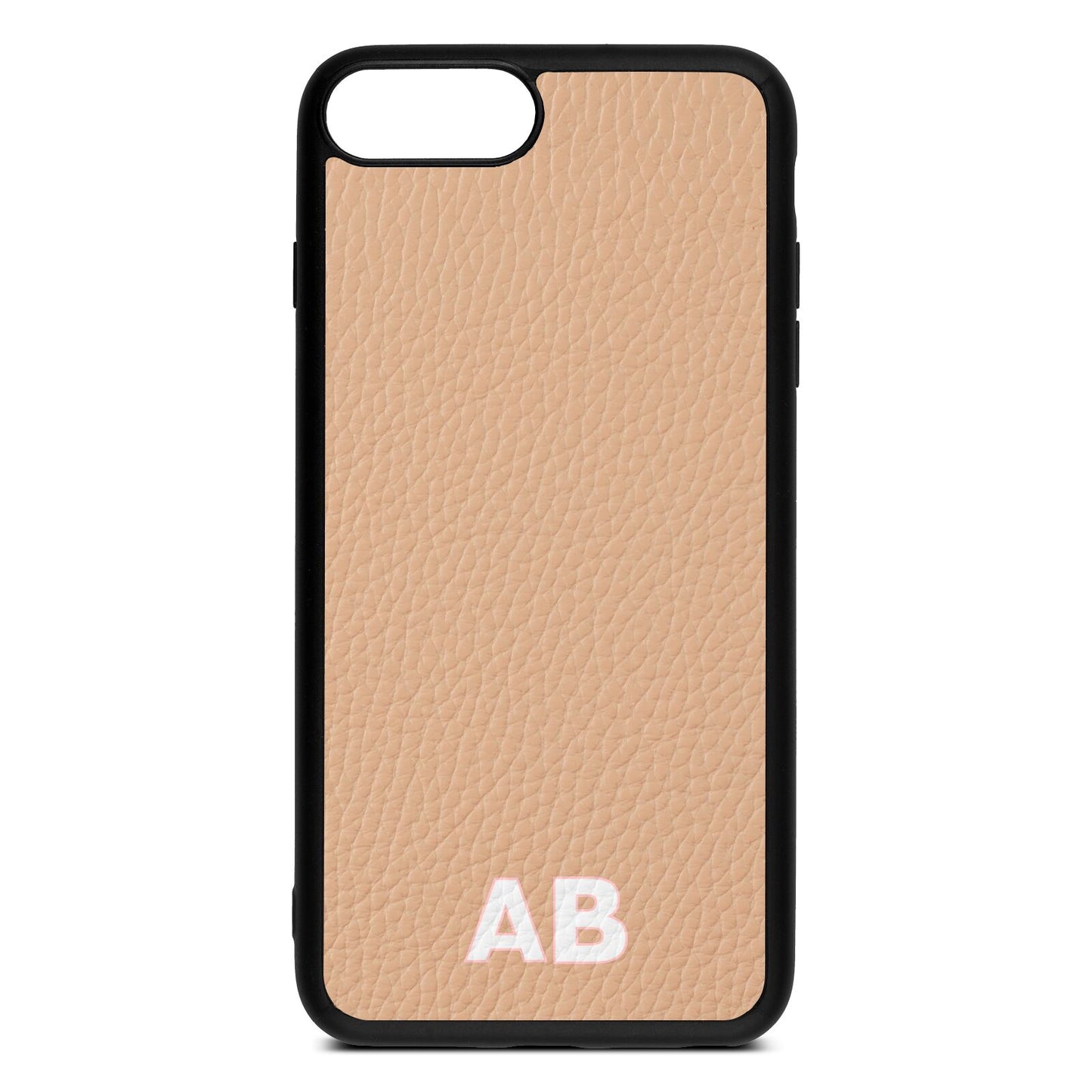 Sans Serif Initials Nude Pebble Leather iPhone 8 Plus Case