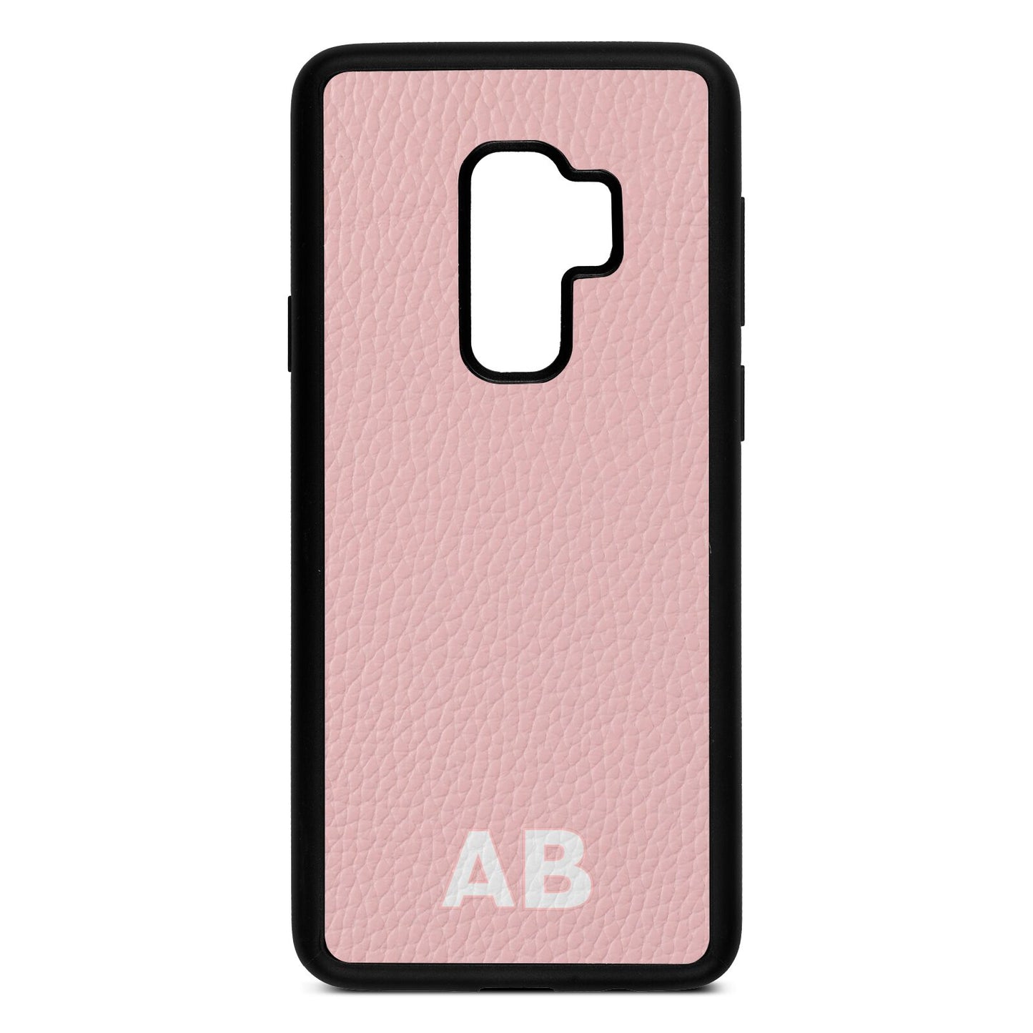 Sans Serif Initials Pink Pebble Leather Samsung S9 Plus Case
