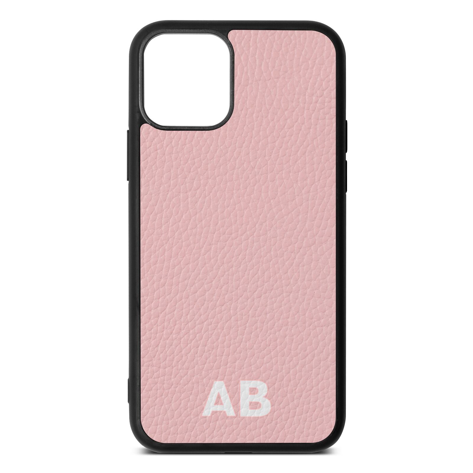 Sans Serif Initials Pink Pebble Leather iPhone 11 Case