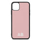 Sans Serif Initials Pink Pebble Leather iPhone 11 Pro Max Case