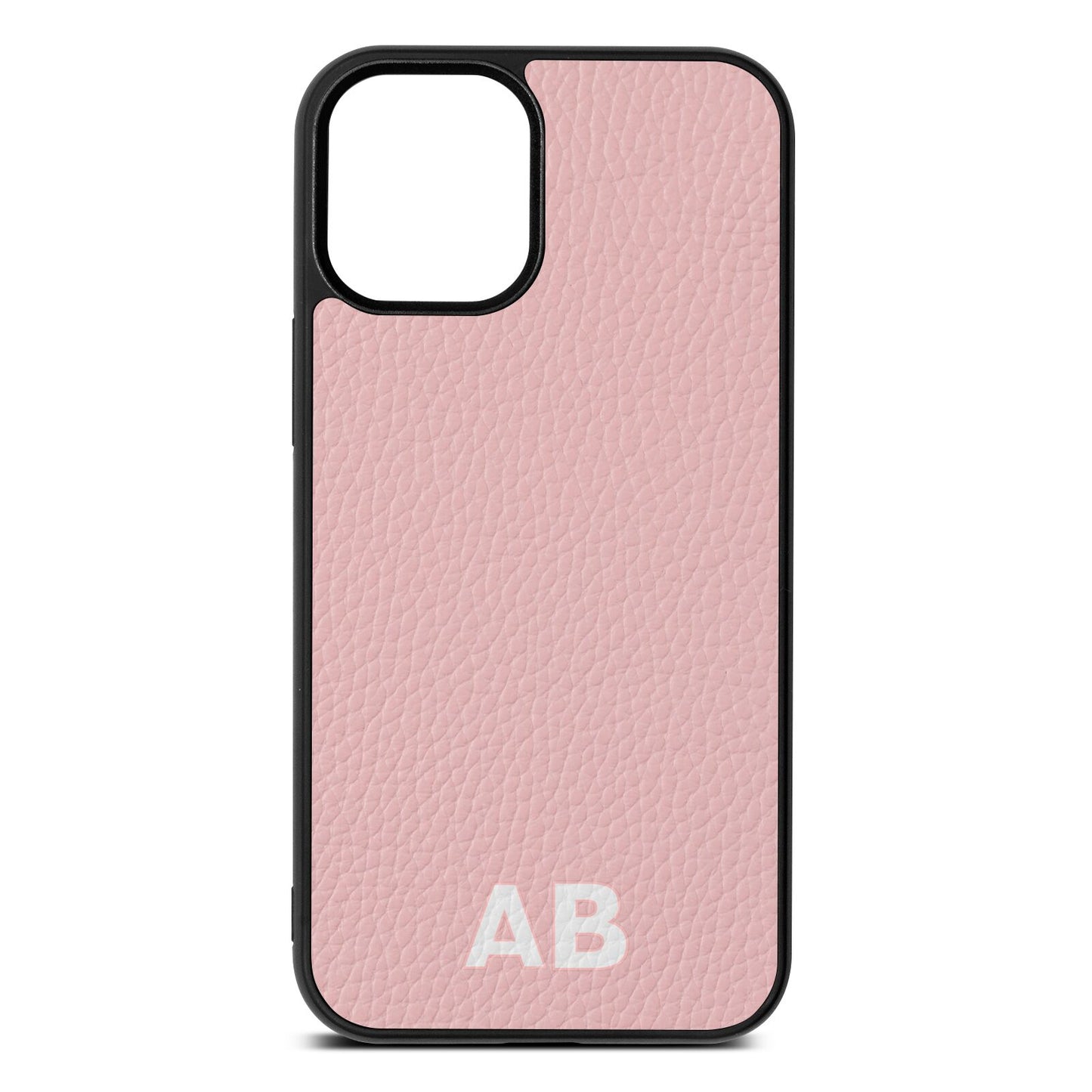 Sans Serif Initials Pink Pebble Leather iPhone 12 Mini Case