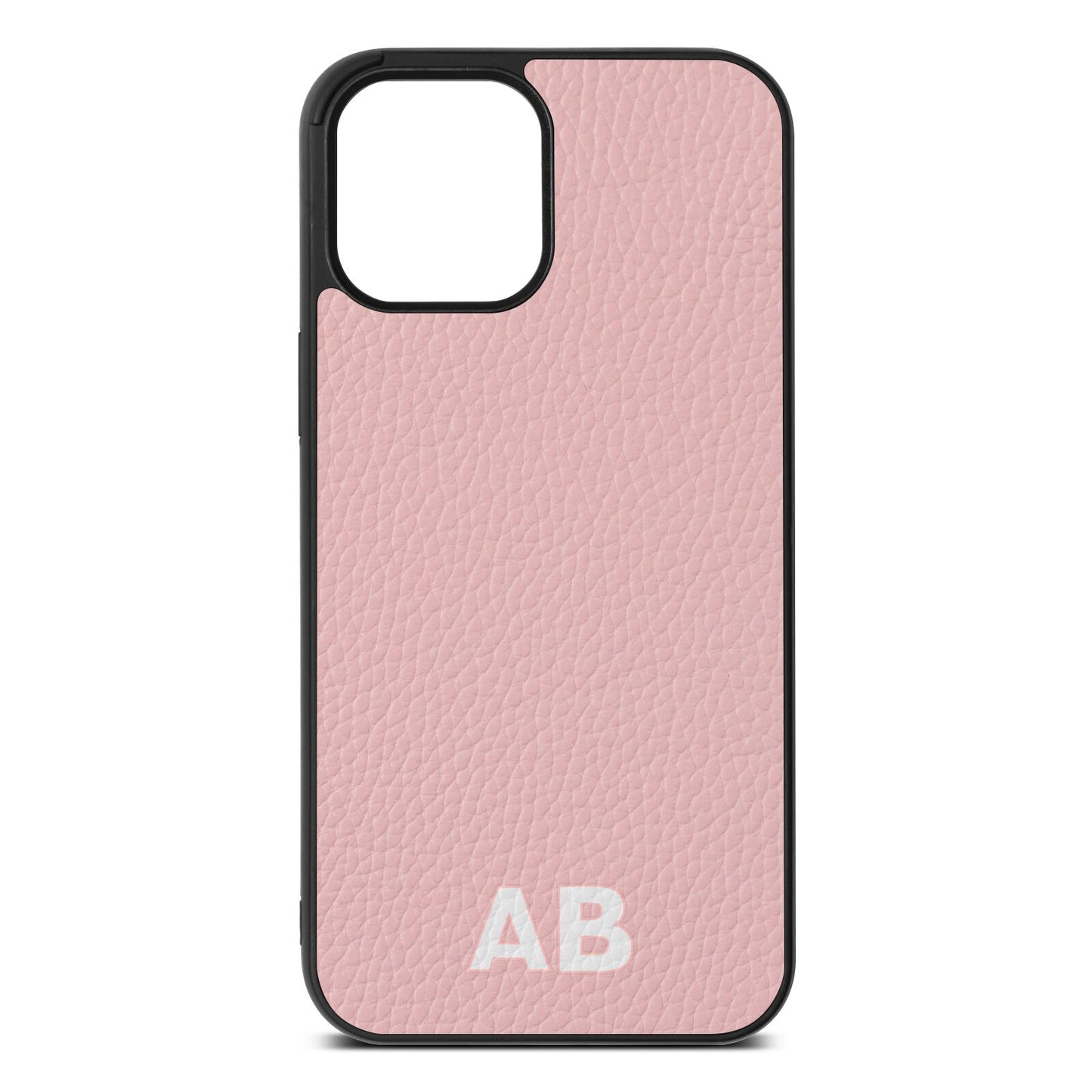 Sans Serif Initials Pink Pebble Leather iPhone 12 Pro Max Case