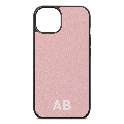 Sans Serif Initials Pink Pebble Leather iPhone 13 Case