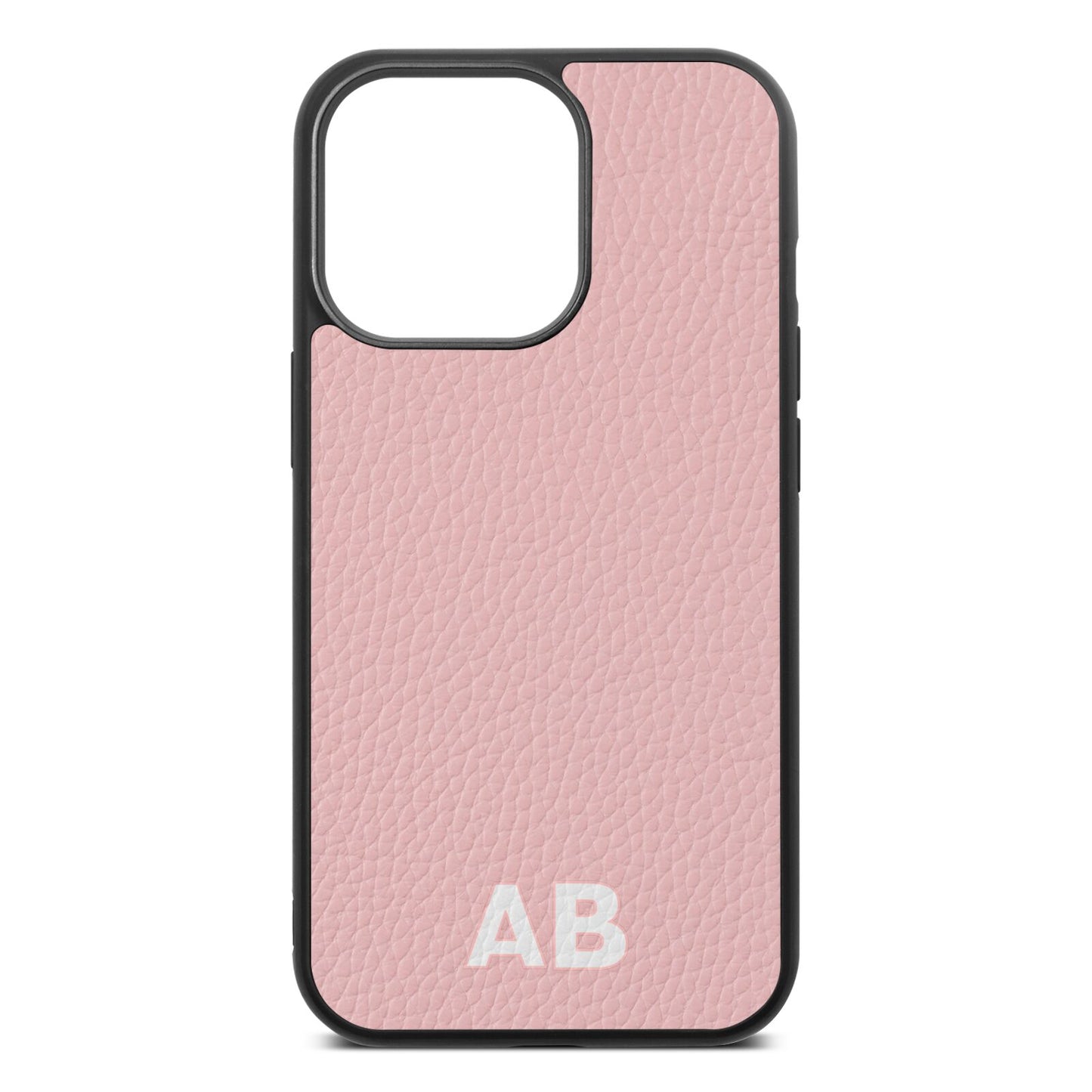 Sans Serif Initials Pink Pebble Leather iPhone 13 Pro Case
