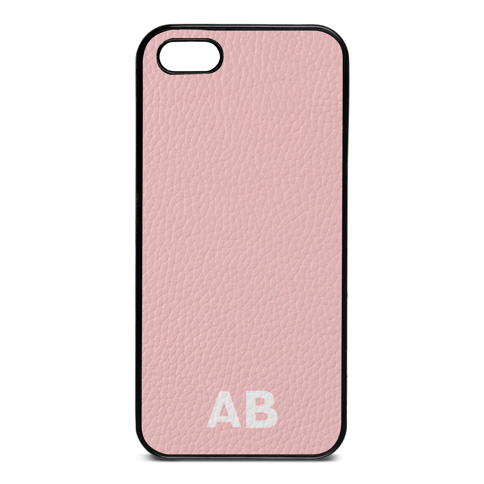 Sans Serif Initials Pink Pebble Leather iPhone 5 Case