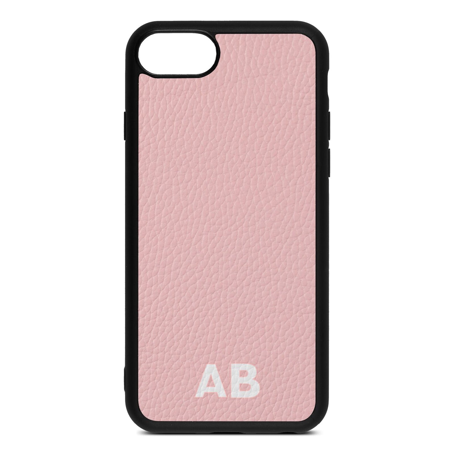Sans Serif Initials Pink Pebble Leather iPhone 8 Case