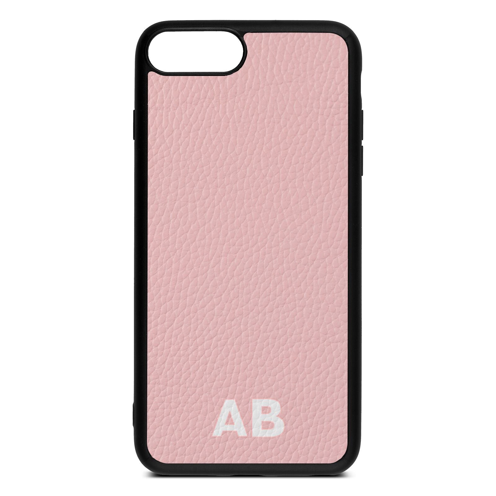 Sans Serif Initials Pink Pebble Leather iPhone 8 Plus Case